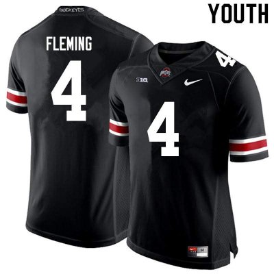 NCAA Ohio State Buckeyes Youth #4 Julian Fleming Black Nike Football College Jersey PRF3445LU